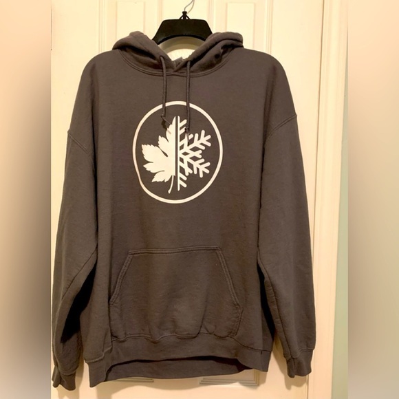 Gildan Maple Leaf gray sweatshirt hoodie, L - Picture 1 of 5
